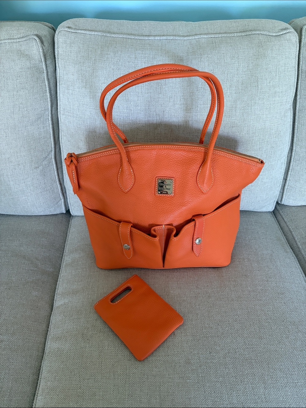 Vintage Dooney & Bourke Orange Pebbled Leather Tote. Brand new condition.